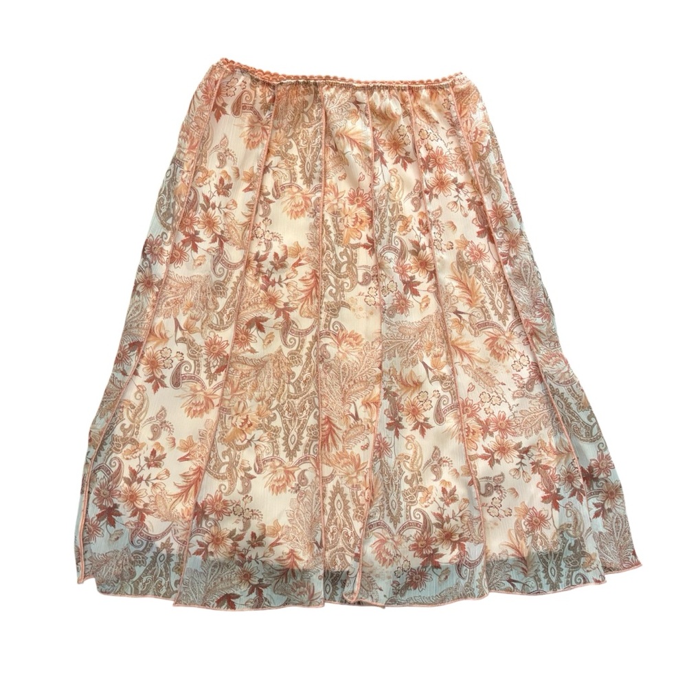 Connected Apparel Pink Floral Midi Skirt - Picture 2 of 3